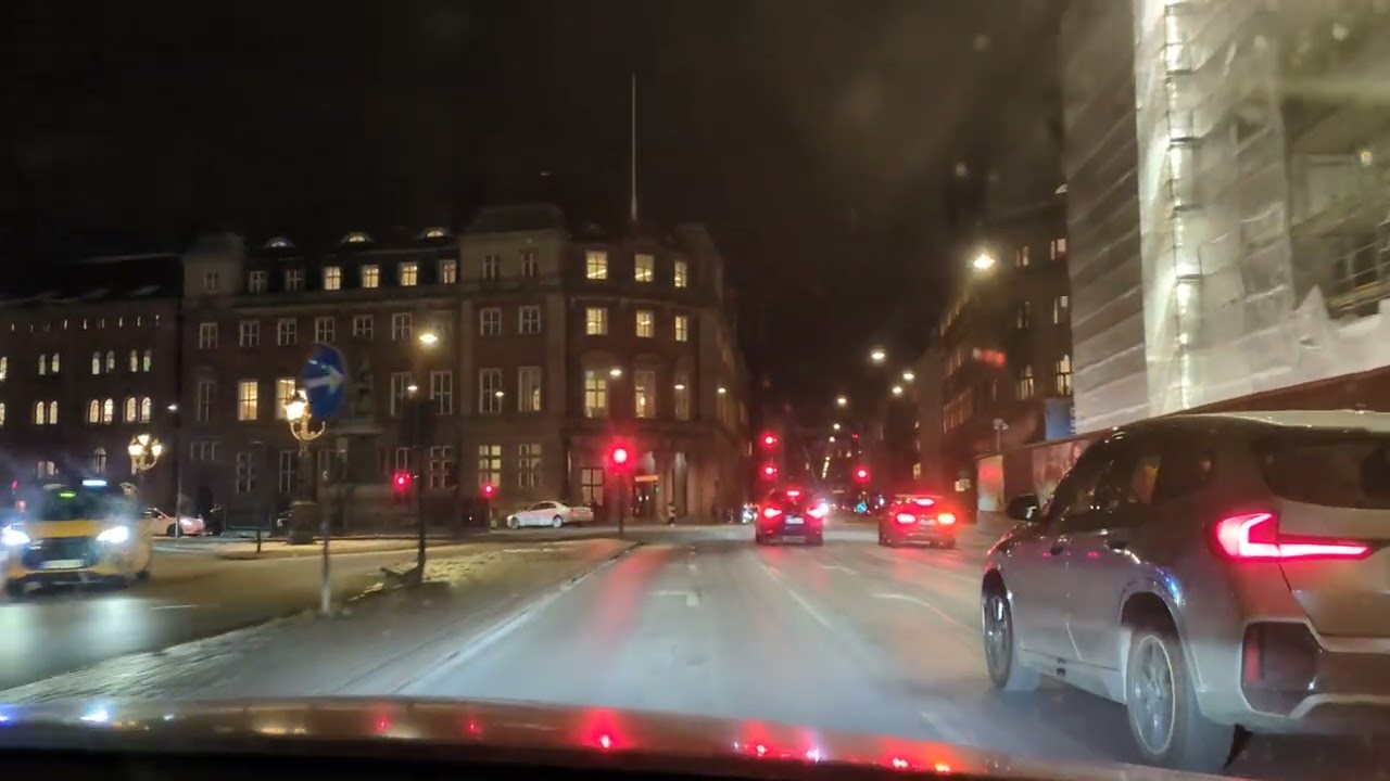 Drive through Copenhagen night view 12jan26 