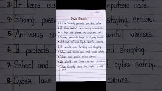 10 Lines Essay on Cyber Security|#essaywriting #neatwriting #shorts #shortsvideo