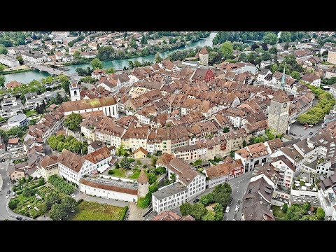 Drone Views of Switzerland in 4k: Aarau - Canton of Aargau