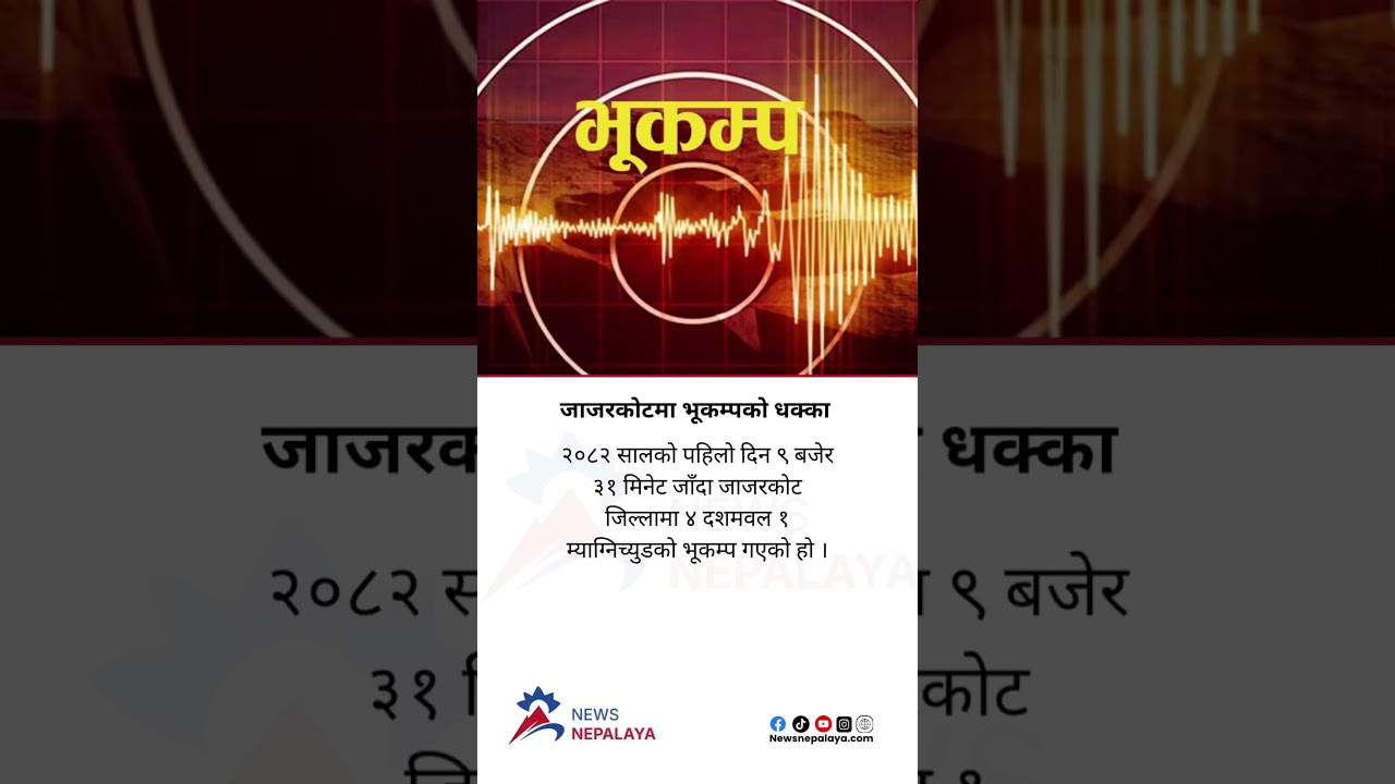 An earthquake measuring 4.1 on the Richter scale struck Jajarkot district