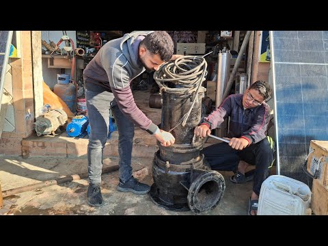 فك وصيانه طلمبه صرف صحي 40 حصان 1400 لفه عنان موتورز