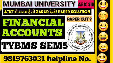 FINANCIAL Accounts TYBMS Sem5|2025 Syllabus Imp QUESTION| MUMBAI UNIVERSITY Exam|ARK sir