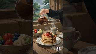 Rainy Morning Pancake in a Cozy Village | Studio Ghibli Style 🌧️🥞 #villagelife #cooking