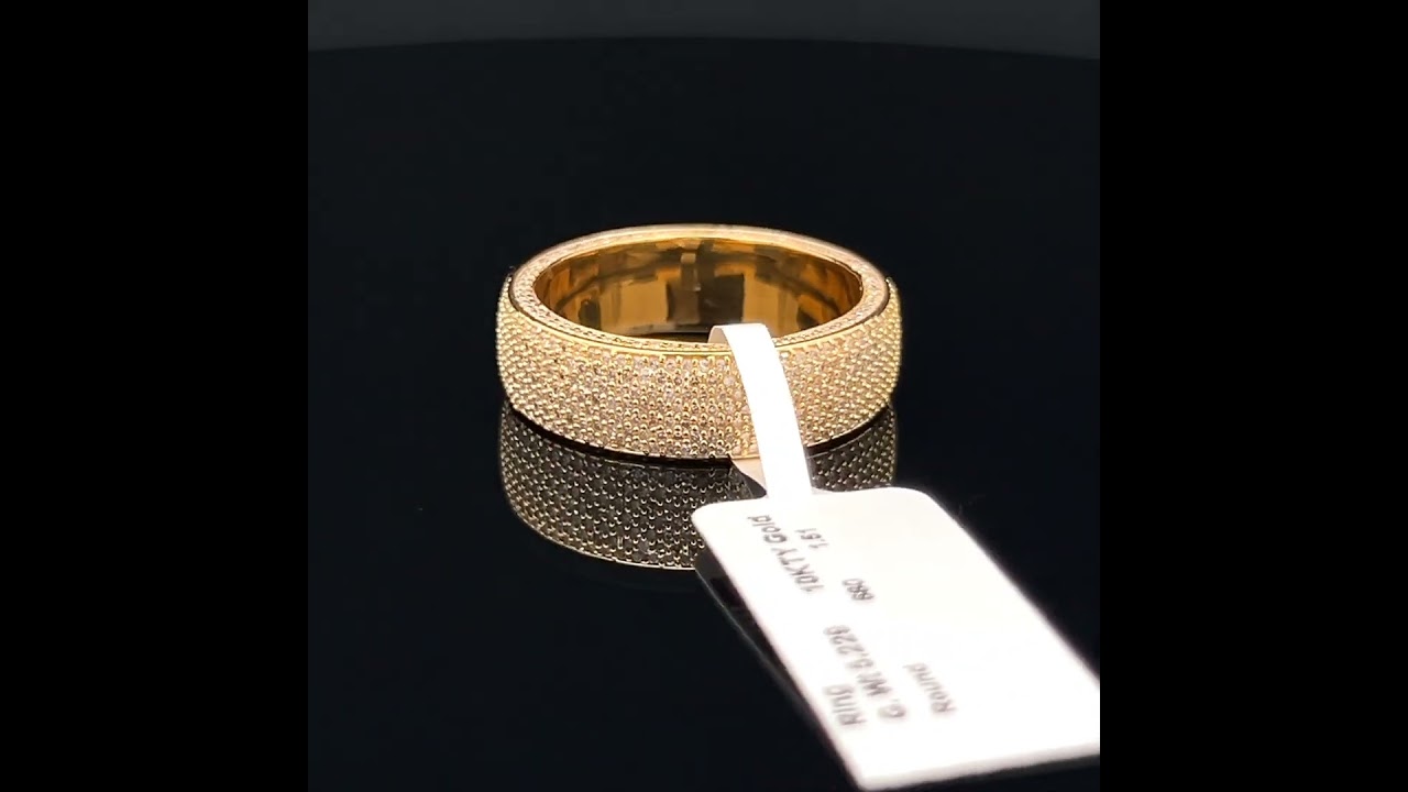 💎 10KT Yellow Gold Hip Hop Diamond Ring | Sheetal Diamonds India | R04138