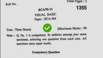 2013 Kuk BCA 6th Sem Visual Basic Question Paper