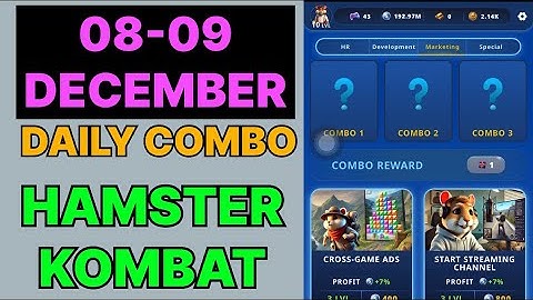 Hamster Kombat Daily Combo | Hamster Kombat Daily Combo Today 08 December I Hamster Kombat Combo