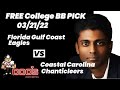 College Basketball Pick - Florida Gulf Coast vs Coastal Carolina Prediction, 3/21/2022 Free Picks