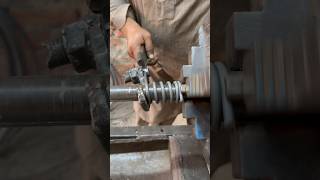 Simple Iron Wire Spring Making on Lathe Machine | DIY Metal Spring #shorts