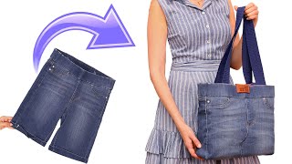 How to sew simply a bag out of old jeans  idea how to reuse!