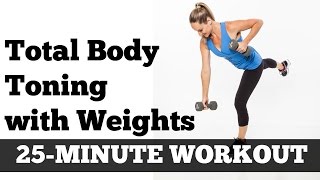 Full Body Full Length Fat Burning Workout | Total Body Toned 25 Minute Home Exercise With Dumbbells