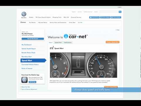 Volkswagen Car-Net™ — Setting a Speed Alert from the Web Portal