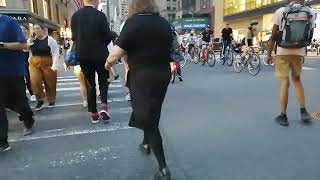6/15 Bike Flashmob delaying buses taxis trucks rideshare 5 Av/42 St