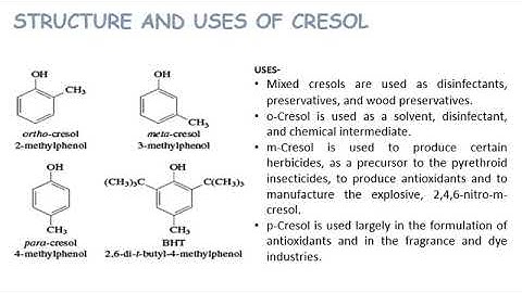 Qualitative tests, Structure and uses of phenol, cresols, resorcinol, naphthols