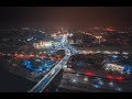 Аэросъемка Гродно. Grodno night traffic in hyperlaps from drone, Belarus.