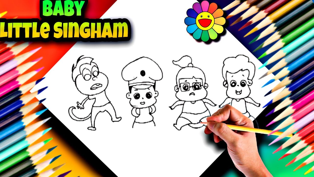 How to draw Baby Little Singham And friends || Baby Little Singham ...