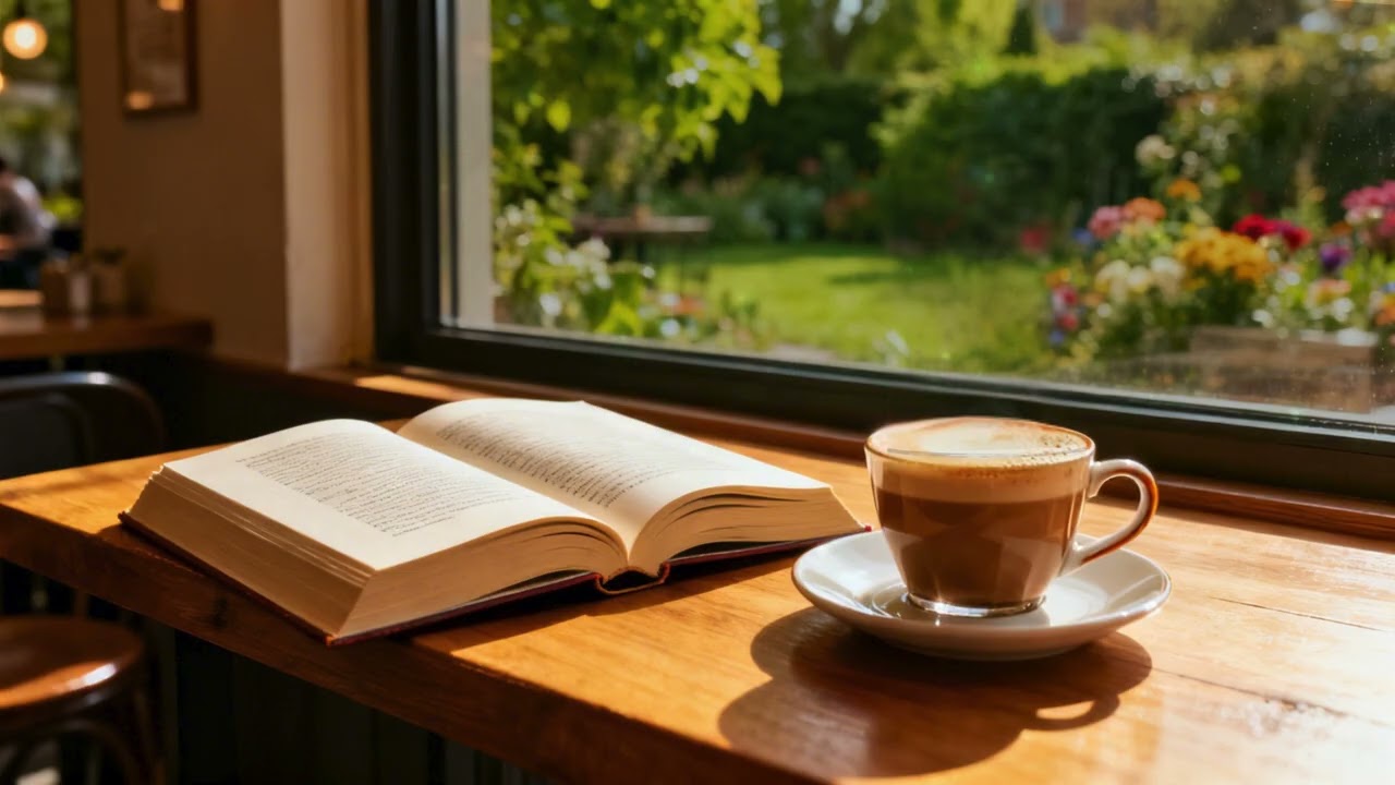 Relaxing Piano Music for Focus & Study | Cozy Coffee & Book by the Garden | 1 Hour