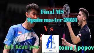 Loh Kean yew mengatasi toma junior Popov di Spain master 2024