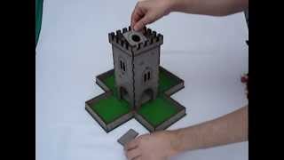 ModularTerrain.com & Indiegogo. Multiple exits dice towers. Olite tower.