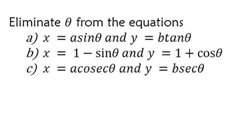 How to Eliminate θ ~ Trigonometry 