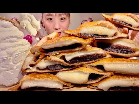 ASMR Red Bean Mochi Fried Bread【Mukbang/ Eating Sounds】【English subtitles】