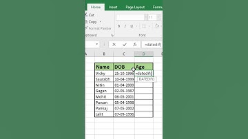 Calculate Age in Excel | Excel Tips & Tricks in Excel #excel #trending #shortsvideo #shorts