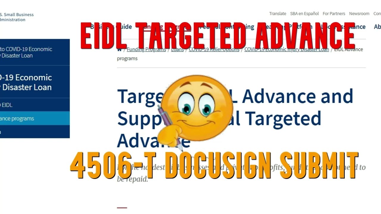 SBA 💲10000 EIDL Targeted Advance Portal 4506T Docusign Economic Injury Disaster Loan Deadline 12/31