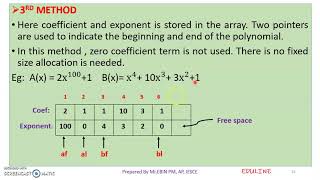 DS - MODULE 2 - TOPIC 3 - REPRESENTATION OF POLYNOMIAL USING ARRAY