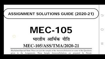 MEC 105 Ignou Solved Assignment 2020-21