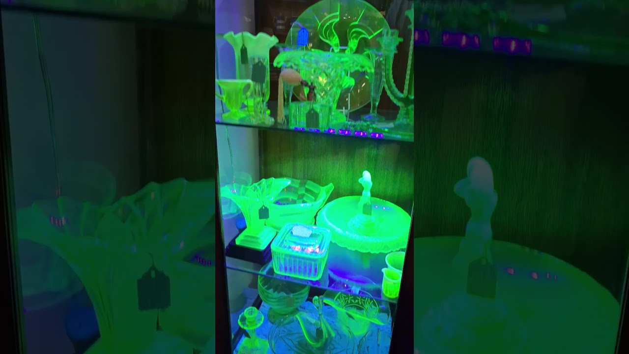 WOW! Have a look at this collection of uranium glass I found at an antique shop! 