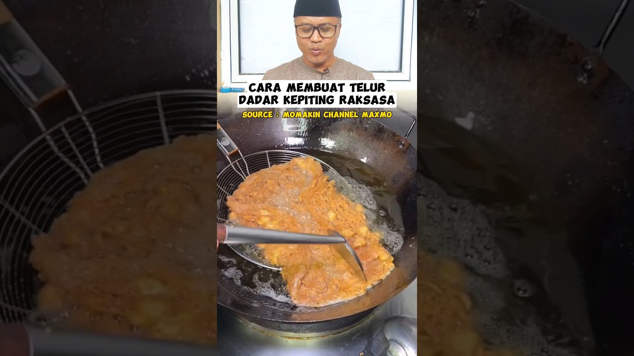 Cara membuat telur dadar kepiting raksasa ! #reaction #shortsvideo #cooking