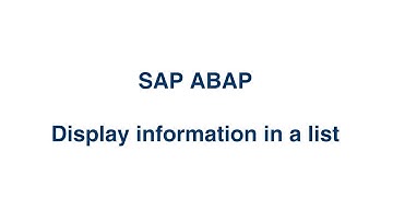 ABAP - #1. Display information in a list