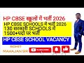 HP CBSE स्कूलों में 1500 से ज्यादा पद स्वीकृत Teacher, MTW, Chowkidar, Yoga teacher Etc HP Govt Job