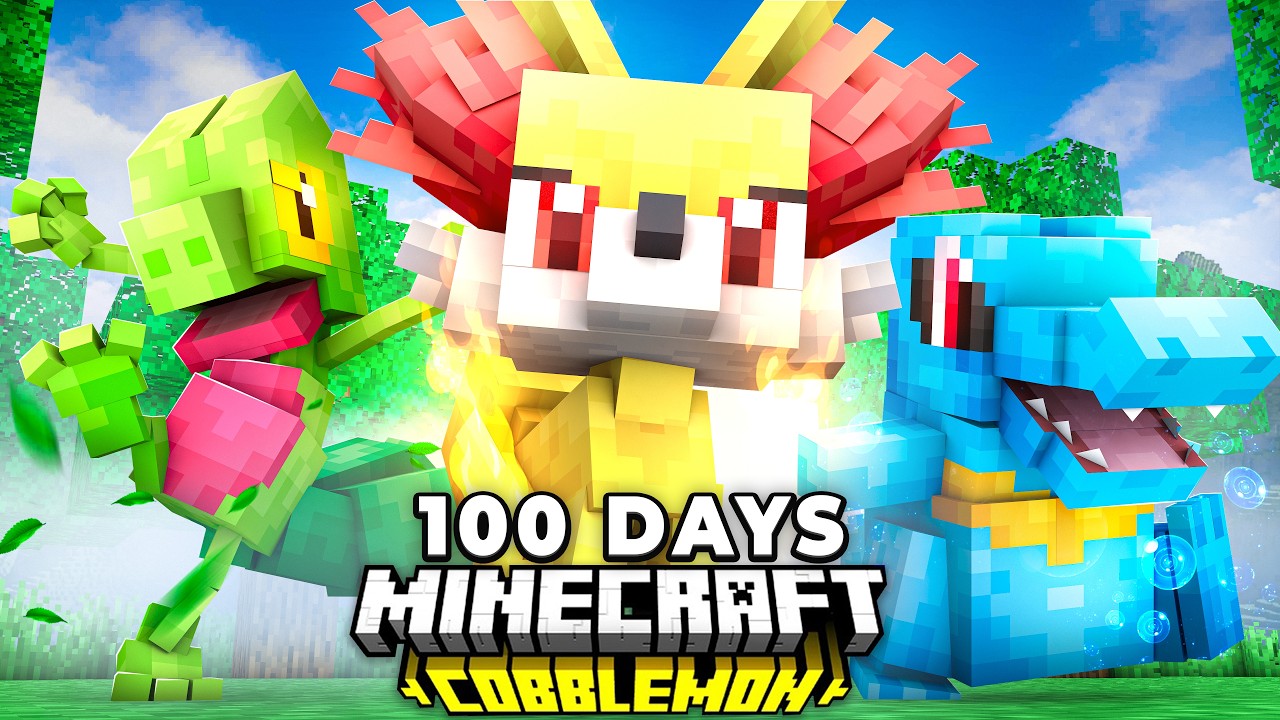 I Spent 100 Days in HARDCORE COBBLEMON Pokémon Minecraft VS. my Rival! (Cobblemon 1.8)