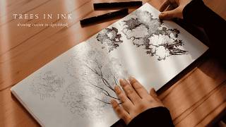 How to Crosshatch Realistic Trees 🌲 | Silent Ink Drawing