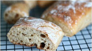 No-knead Ciabatta Sandwich Bread | Sugar and oil free