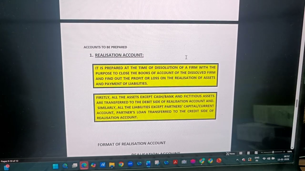 CONCEPT OF REALISATION- DISSOLUTION OF PARTNERSHIP FIRM