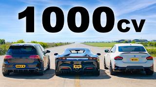 Ferrari SF90 vs Golf R de 1.000cv e BMW M240i: CORRIDA DE ARRANCADA
