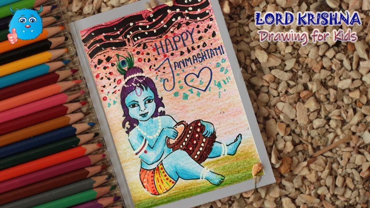 how to draw lord little krishna step by step krishna janmashtami greeting card easy drawing for kids youtube how to draw lord little krishna step by step krishna janmashtami greeting card easy drawing for kids