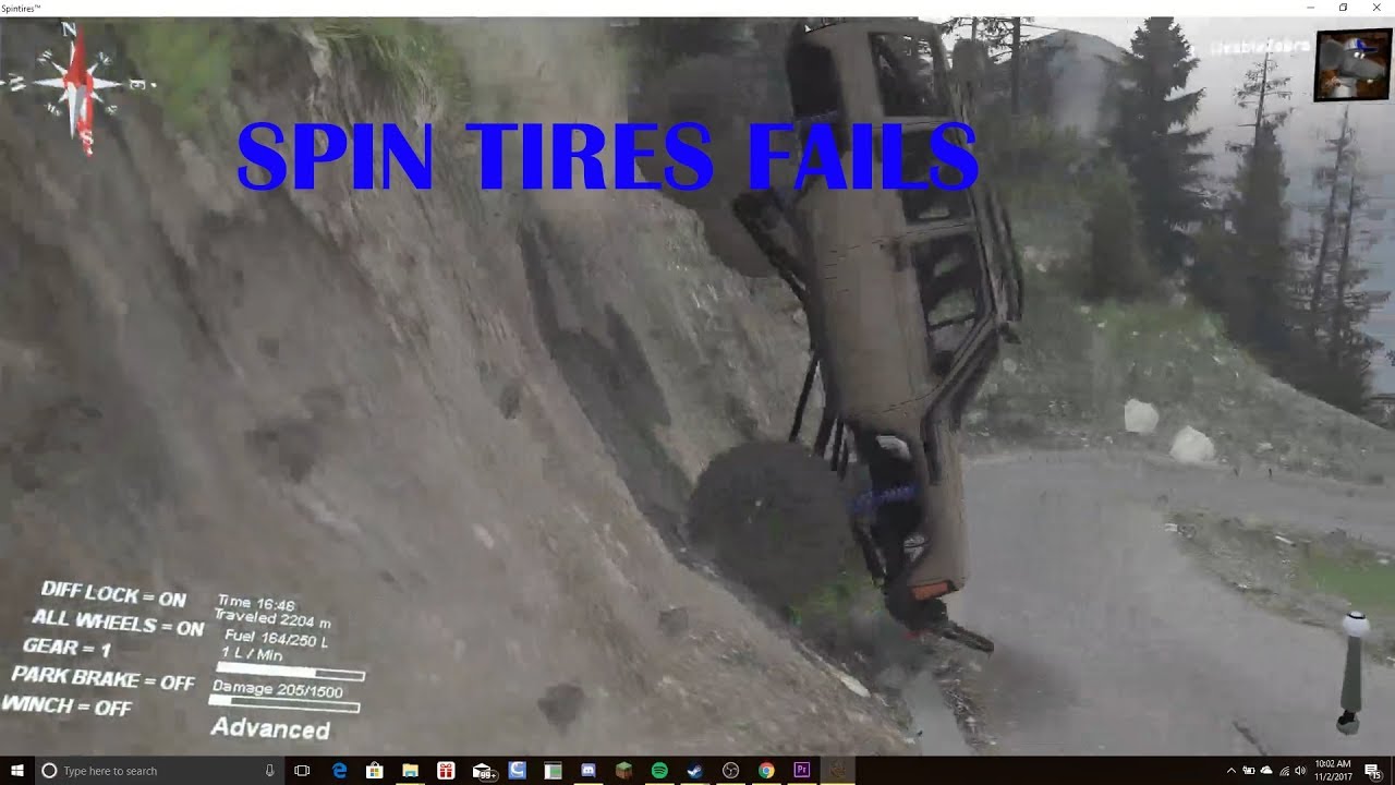 spin tires fails