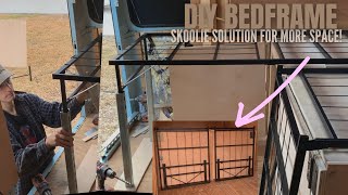 WE FINALLY FIGURED OUT THE BEDFRAME! DIY Dual - Collapsable Bed for Skoolie Tiny Home