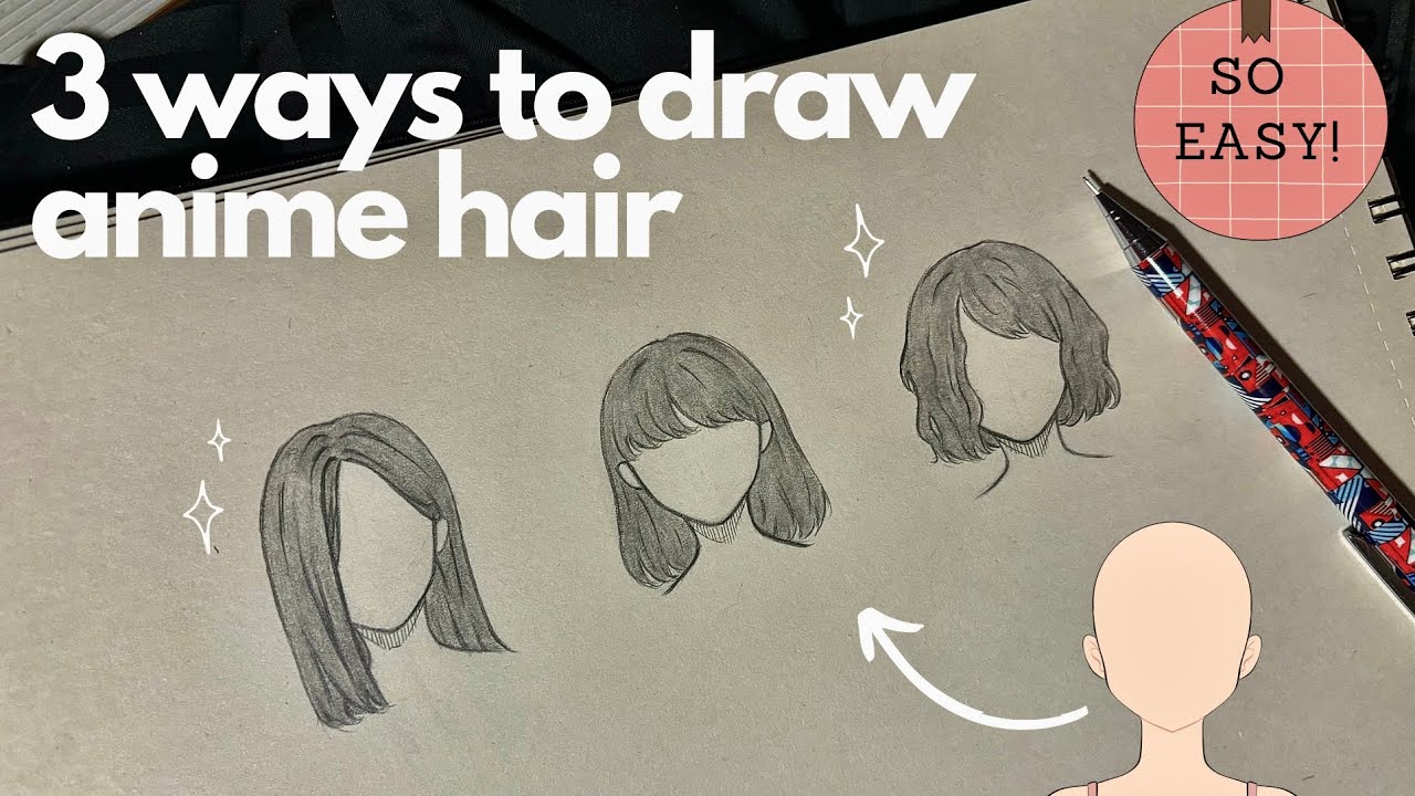 How to draw anime hair ꩜ (Girl)| Step by step for beginners - YouTube