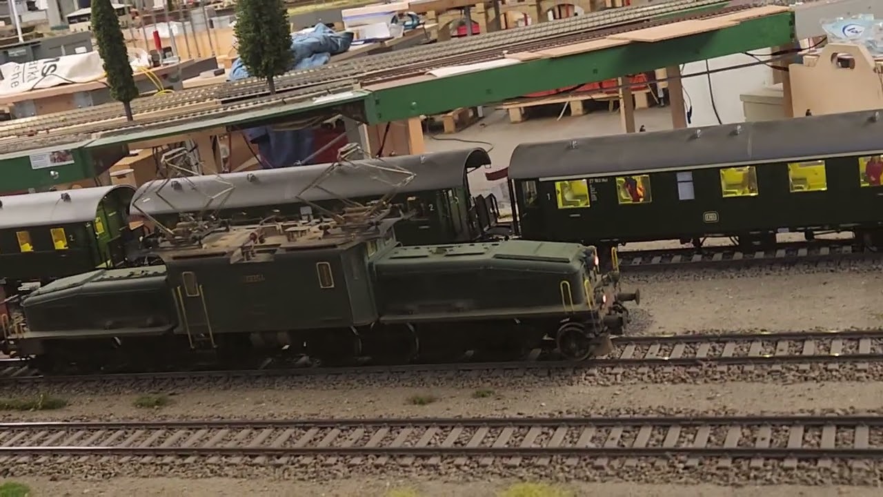 Spur 1 Krokodil mit Kohlezug schlängelt durch Ruhrtal