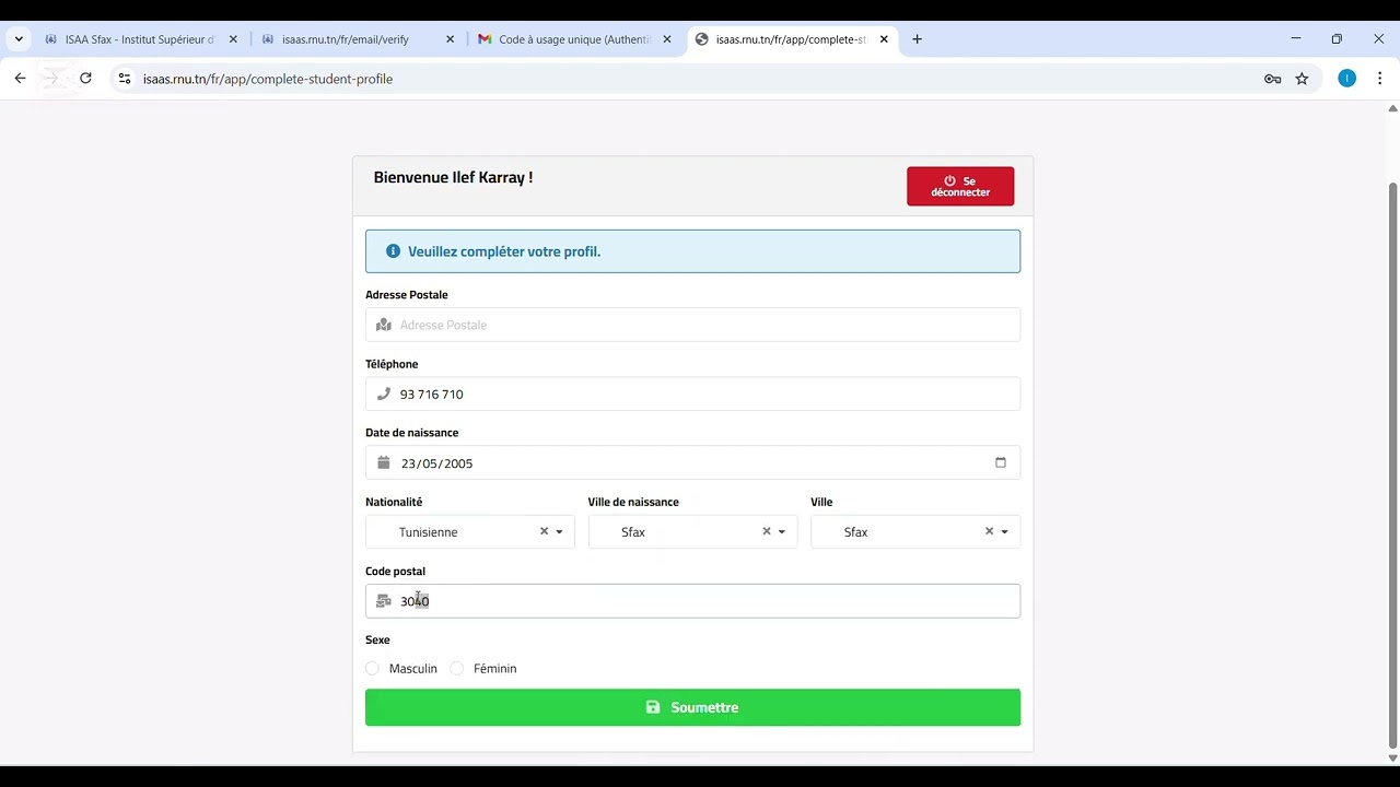 Vidéo explicative de la création du compte extranet site web ISAAS