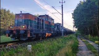 6Dg-55 & SM42-2066 z próżnymi cysternami po kwasie siarkowym, jadą w stronę Sobowa.