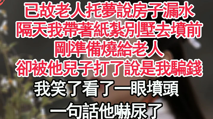 已故老人托夢說房子漏水，隔天我帶着紙紮別墅去墳前，剛準備燒給老人，卻被他兒子打了說是我騙錢，我笑了看了一眼墳頭，一句話他嚇尿了【顧亞男】【高光女主】【爽文】【情感】 - 天天要聞