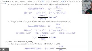 AP Chem Unit 8, Acid-Base: Practice Problems #4 d