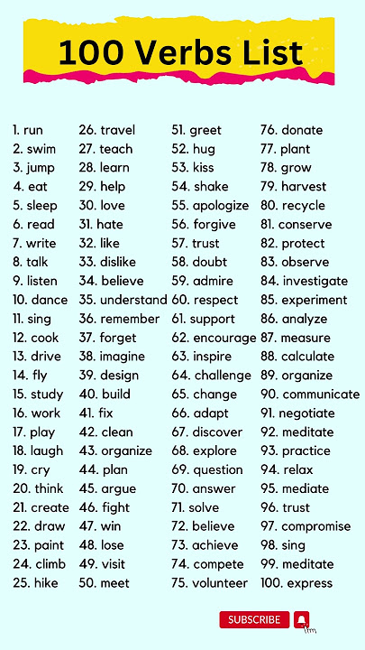 100 Verbs List #verbs #verb