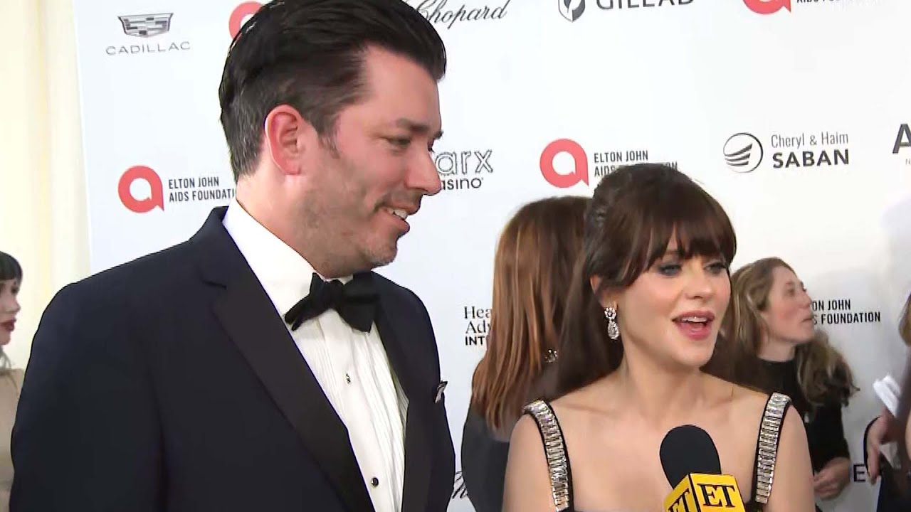 Zooey Deschanel and Jonathan Scott Wedding Planning Update: Exclusive Interview at Elton John's AIDS Foundation Academy Awards Viewing Party