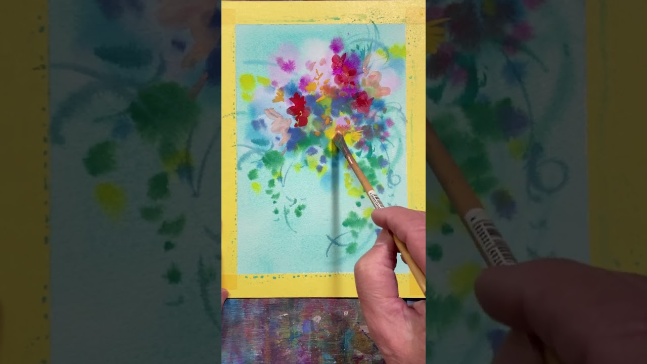 キャンバス 木枠付き ウグイスとハナミズキ　ガッシュ画 に描く 秋 「 原画 水彩画アクリルガッシュ 絵画