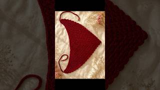 vibrant maroon crochet bandana features delicate and a comfy tie-up fit #fyp #crochet #bandara